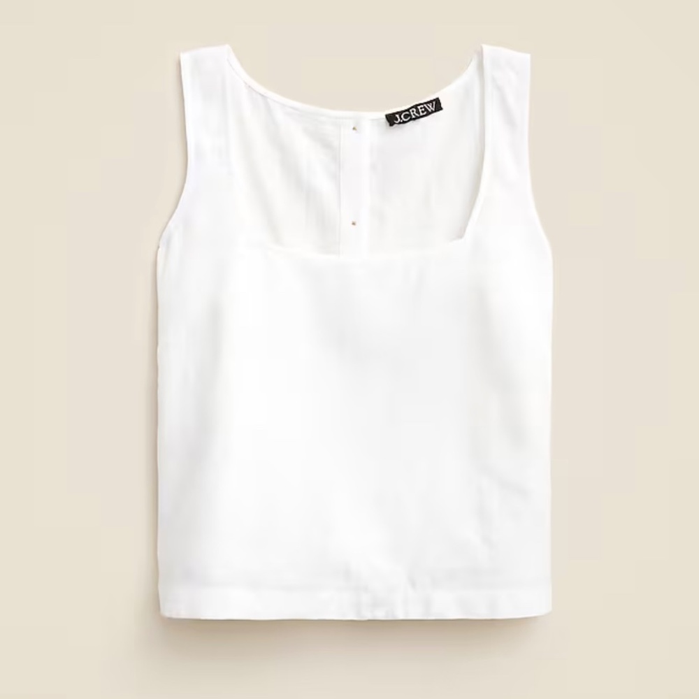 J Crew white Squareneck button-back top in linen M NWT - Picture 4 of 8